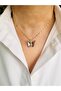 Steel Polka Dot Butterfly Gold Necklace 45 cm - 2