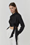 Double Breasted Satin Shirt with Binding Detail