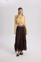 Freesia Wrinkled Brown Long Skirt - 6