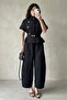 Stand-Up Collar Blouse and Pants Set 51310