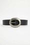 Vintage Faux Leather Oval Buckled Black Belt