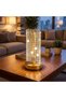 Wavy Cylindrical Crystal Checked Model Led Table Lamp – Gold Base, Touch Control, 3 Color Light Modes - 2