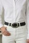 Vintage Faux Leather Oval Buckled Black Belt - 2