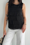 Women's Layered Ruffled Blouse – White Sleeveless Stylish Summer Blouse - 3