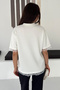 Women's Lace Detailed Basic T-Shirt – White Oversized Stylish T-Shirt - 8