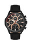 Black Sports Case Men's Wristwatch |   45mm Steel Case, Black Leather Band, Black Dial - 7
