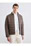 Brown Standard Fit Mock Neck Men's Puffer Jacket