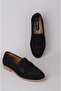 Seç 2150 Haki̇ki̇ De Leather Adin Bab Ballet Flats Shoes Black Suede - 7