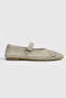 Rosa Beige Belt Detailed Flat Toe Women's Shoes Ballet Flats - 2
