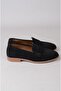 Seç 2150 Haki̇ki̇ De Leather Adin Bab Ballet Flats Shoes Black Suede - 4