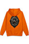 Guardian Dog Rottweiler Dog Back Printed Hooded Half Oversized Sweatshirt Orange Hoodie 1402