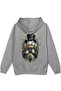Varyemez Amca Sırt Printed Hooded Half Oversized Sweatshirt Gray Hoodie 1380