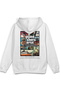 San Andreas Sırt Printed Hooded Yarı Oversized Sweatshirt White Hoodie 1364