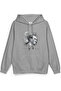 Atatürk Printed Hooded Half Oversized Sweatshirt Gray Hoodie 1236
