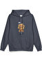 Teddy Bear I'M Famous Printed Hooded Half Oversized Sweatshirt Smoked Hoodie 1140