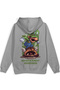 Super Sırt Printed Hooded Yarı Oversized Sweatshirt Gray Hoodie 1390