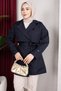 Trench Coat Belt in 1 with Epaulet Detail Unlined Trench Coat Hijab Trench Coat (85cm) - Navy Blue - 2