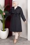 Trench Coat Belt in 1 with Epaulet Detail Unlined Trench Coat Hijab Trench Coat (110cm) - Black - 8