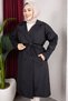 Trench Coat Belt in 1 with Epaulet Detail Unlined Trench Coat Hijab Trench Coat (110cm) - Black - 2
