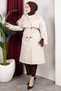 Trench Coat Belt in 1 with Epaulet Detail Unlined Trench Coat Hijab Trench Coat (110cm) - Stone - 8