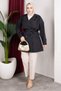 Trench Coat Belt in 1 with Epaulet Detail Unlined Trench Coat Hijab Trench Coat (85cm) - Black - 7