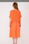 Women's Italian Orange Plain Pattern Mesh 100% P Cotton a Lined Midi Dress - 3
