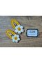 2-Piece Oval Metal Snap Buckle with Hand Knitted Fluffy Daisy Buckle