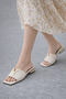 Women's Daily Buckled Slipper Genuine Beige Floetter Leather - 2