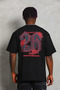 Men's Printed T-Shirt Short Sleeve Crew Neck Ovarsize T-Shirt - Black - 4