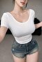 بلوزة نسائية بيضاء من SALLY مكشوف الظهر تفاصيل فيونكة قماش قابل للتمدد فيسكوز بتصميم أنيق أساسي - 8