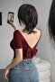 Sally Women's White Backless Bow Detail Blouse Stretch Fabric Viscose Stylish Basic Body - 5