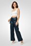 Women Regular Fit High Rise Solid Straight Leg Pants, Teal Green