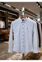 Women's Cuffed and Collared Modern Fit Shirt Paneled Striped Cotton Lu - 5