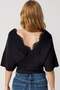 Black Front and Back V-Neck Lace Detail Knit Blouse ALC-X15407 - 4