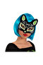 Black Suede Covered Silver Green Lurex Cat Mask - 2