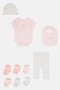 Toddlers Girl 10 Pieces Graphic Print Bodysuit Set, Pink - 2