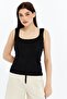 Women's U-Neck 100% Cotton Piece Sleeveless Textured Stretchy Basic Daily T-Shirt - 5