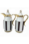Premium 2-Piece Vacuum Flask Set 1+1 L White & Gold with Brown Accent Model 1