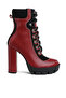 Women High Heel Lace-Up Biker Boot in Burgundy black - 2