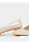 Beige Patent Leather Ballerina Flats - 3