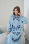 Women's Butterfly Embroidered Scarf Summer Denim Dress - 5