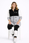 Women's Plus Size Grey-White, Satin and Stone Detailed Pocketed Tracksuit Set 65N39428 - 7