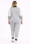 Women's Plus Size Grey-White, Satin and Stone Detailed Pocketed Tracksuit Set 65N39428 - 8