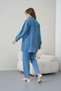 Women's Embroidered Wide Fit Long Denim Shirt Double Set - 7