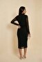 Women's Polka Dot Patterned Sheer Sleeve Dress - 2