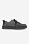 Women's Black Genuine Natural Leather Size 36-41 Lace-Up Sneaker Shoes - 5
