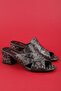 Women's Genuine Leather Mid Boots Heeled Slipper Şhn.1198 Platinum - 2