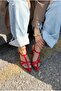 حذاء مورلين بكعب صندل من الجلد الأحمر اللامع - 3