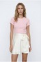 Zero Neckline Ribbed Knit Corded Fabric Blouse - K301 - 2