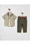 Boy's 3-Piece Set with Socks as a Gift; Shirt 100% Cotton T-Shirt Stretch Fabric Pants - 3